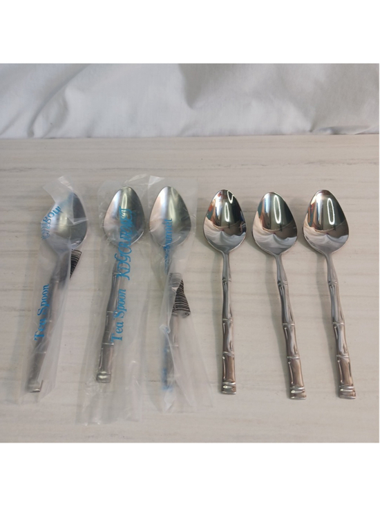 Korea Stainless Other - Estia Gourmet Stainless Tea Spoons Set of 6 Bamboo Style Korea